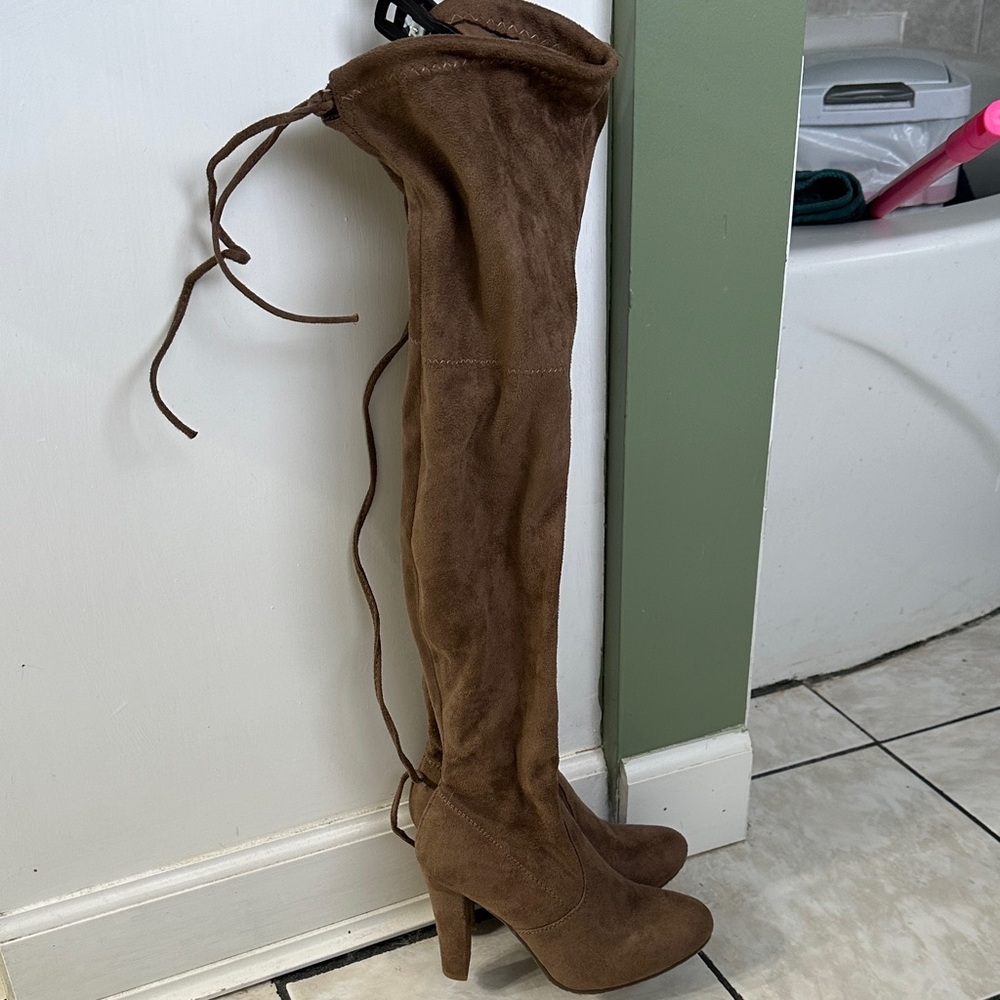 Brown Suede Over-the-Knee Boots